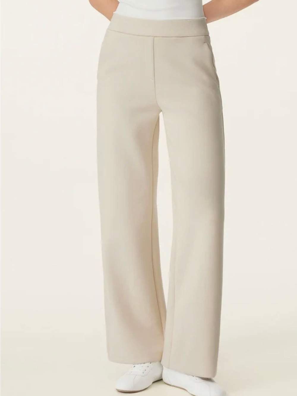 OGL Wide-Leg High-Rise Pants in Cream